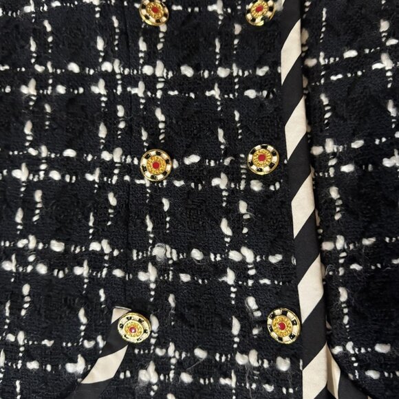 Vintage Carlisle Blazer Womens 8 Black Tweed Plaid Double Breasted Hong Kong 80s - Picture 2 of 9